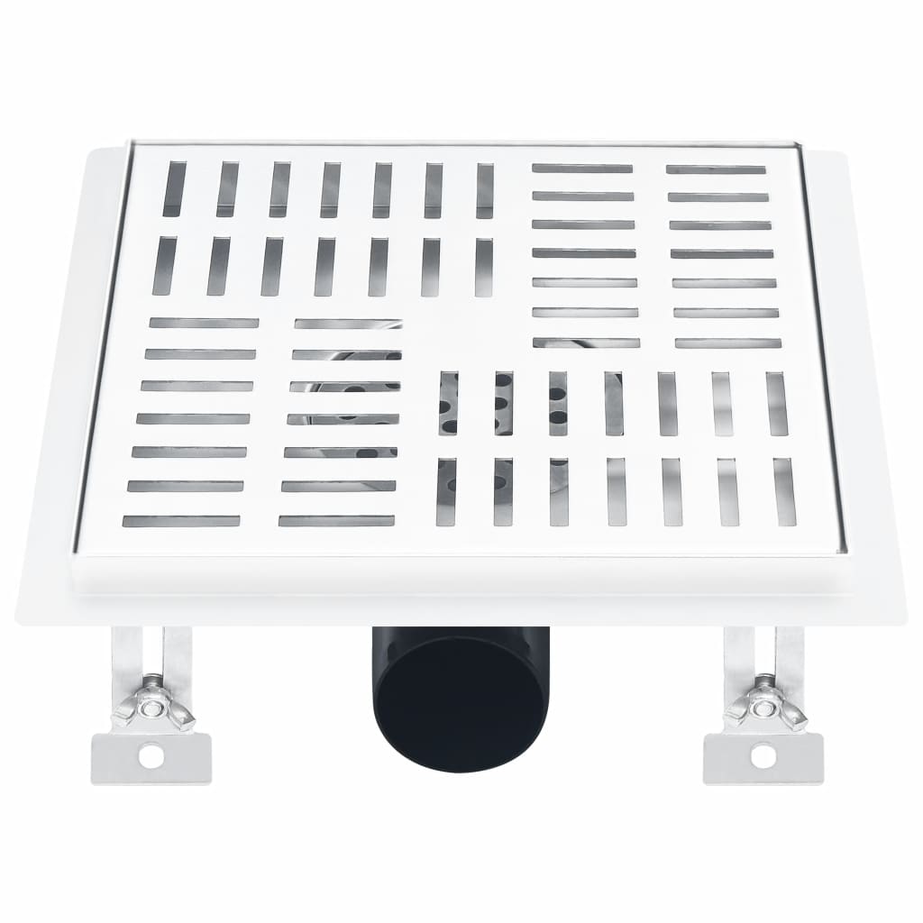 Rigola de dus cu fante verticale/orizontale, vidaXL, Otel inoxidabil, 20 x 20 cm, Argintiu