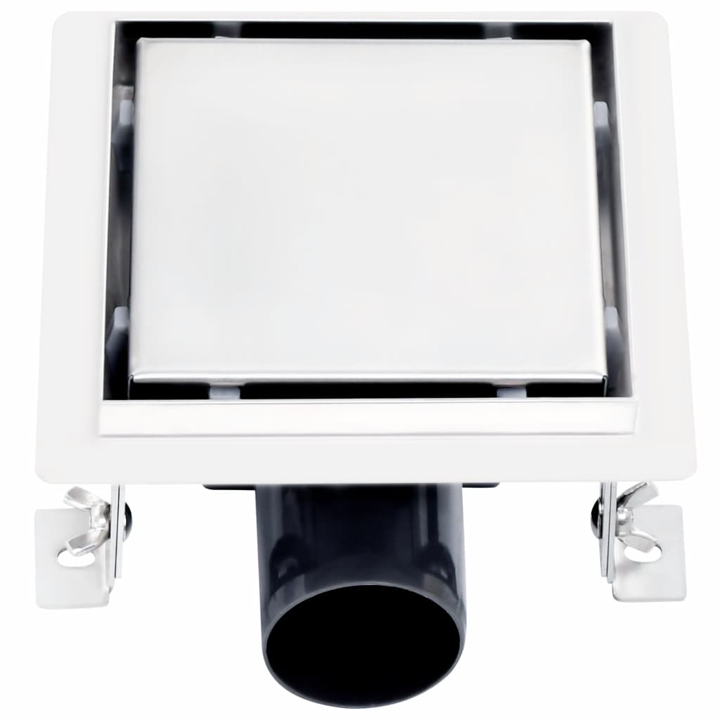 Rigola de dus cu capac plat, vidaXL, Otel inoxidabil, 12 x 12 cm, Argintiu