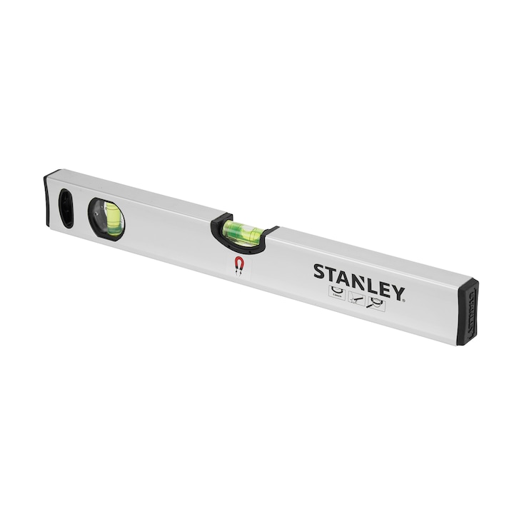 Nivela Stanley Classic magnetica, 2 fiole, corp aluminiu, 40cm