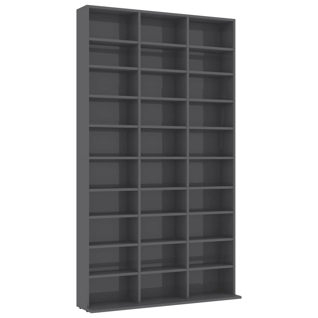 Dulap depozitare CD-uri vidaXL, PAL extralucios, 102 x 16 x 177.5 cm, Gri