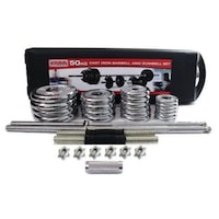Set greutati 50Kg gantere si bara cu maner metalic / maner din cauciuc