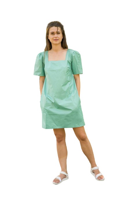 Rochie BonBon, din bumbac 100%, sidefat, Verde menta, S
