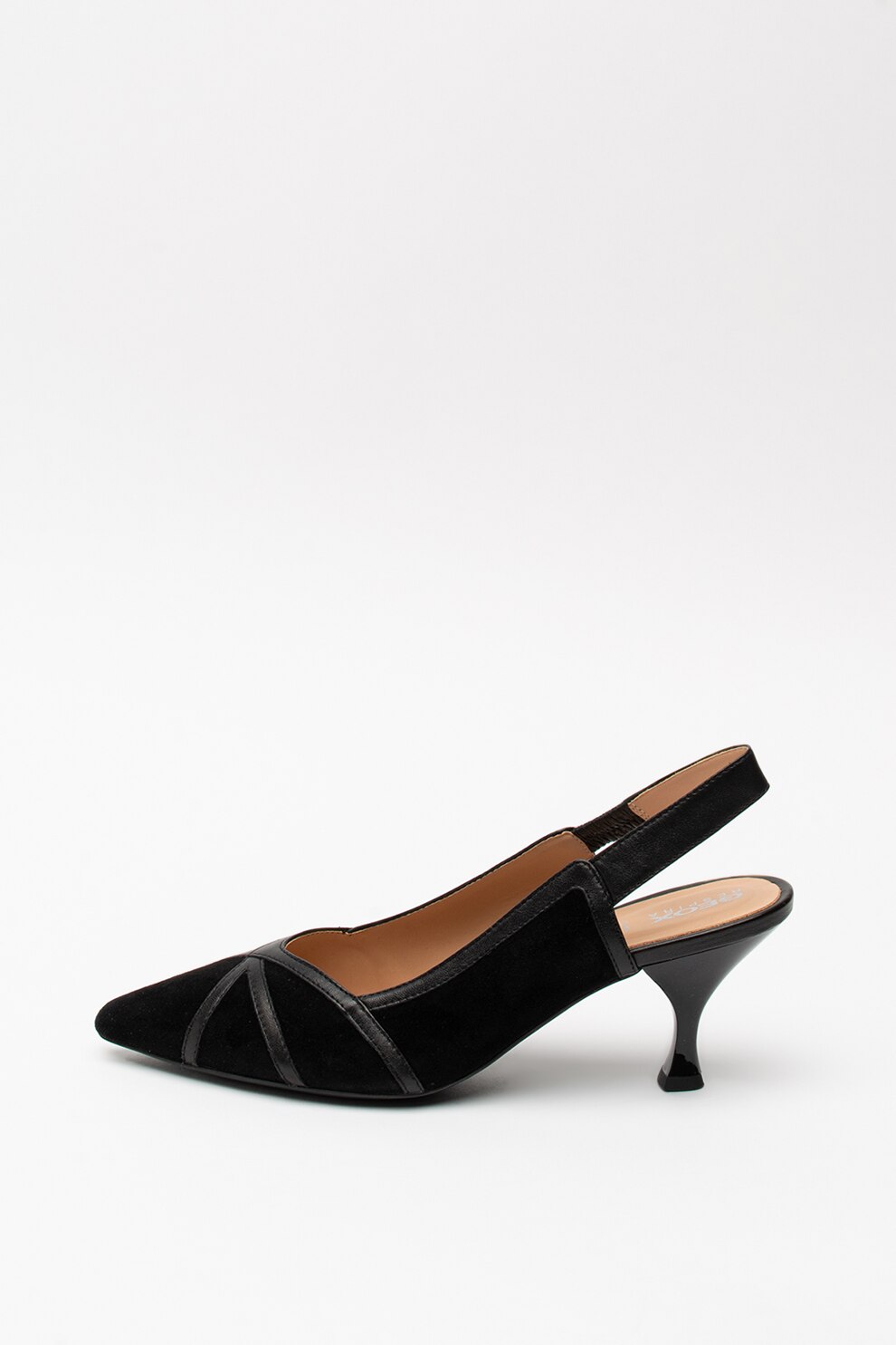 Geox, Pantofi slingback de piele intoarsa Elisangel, Negru, 37