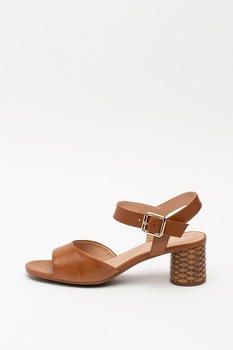 Geox, Sandale din piele cu toc inalt Ortensia, Scortisoara, 36 Geox, Sandale din piele cu toc inalt Ortensia, Scortisoara, 36