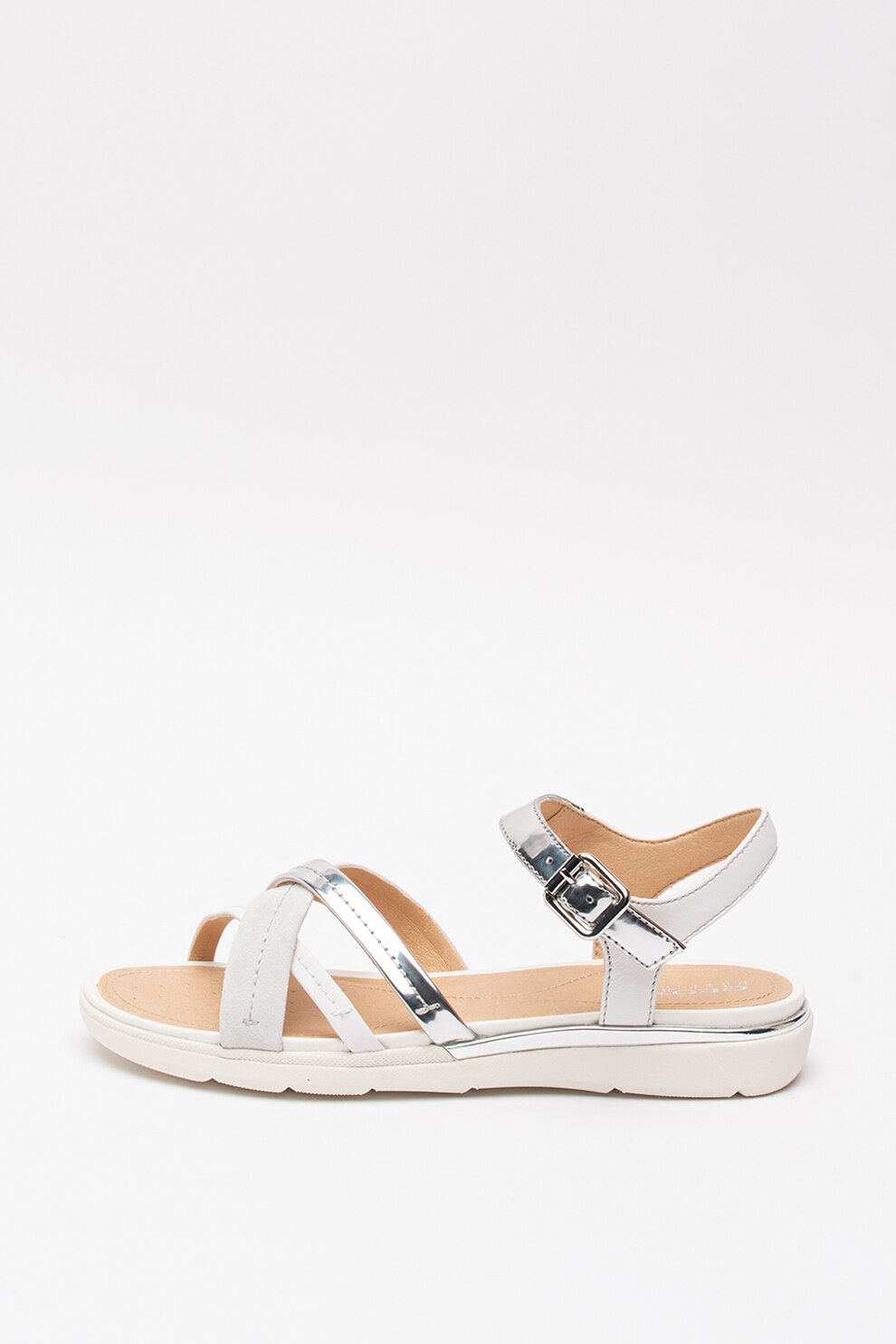 Geox, Sandale din piele cu insertii lacuite Hiver