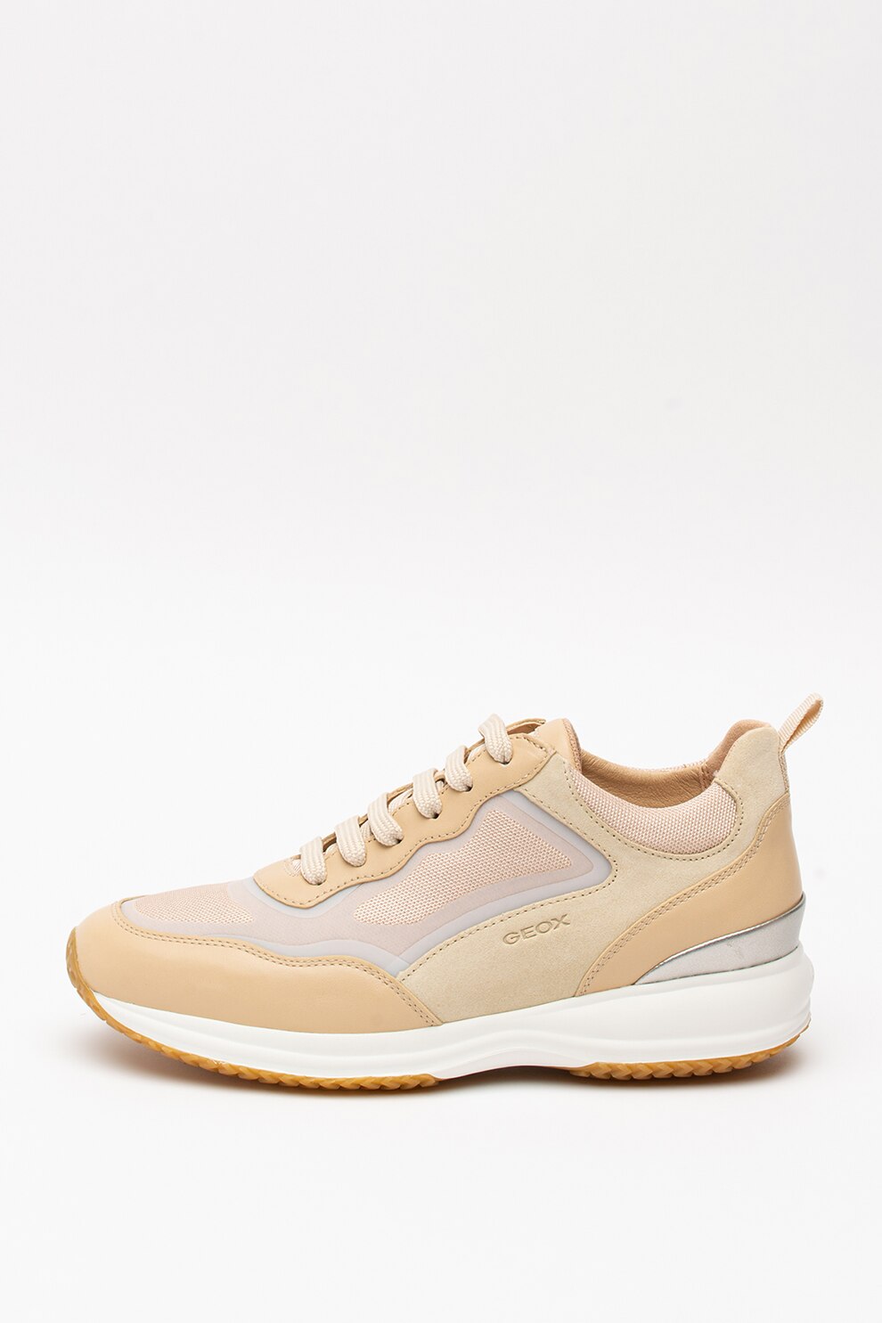 Geox, Pantofi sport cu insertii din plasa Happy A, Bej, 36