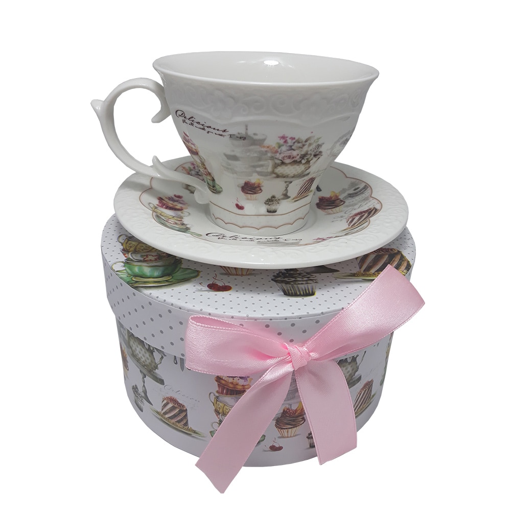 Set cafea 1 persoana cu cutie cadou Cupcake, Charisma, Portelan, 200 ml