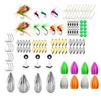 Set 134 momeli, muste artificiale, diferite marimi, folosite pentru pescuitul in apele colinare si de munte, in special la pastrav, clean, lipan, lostrita, si organizator depozitare