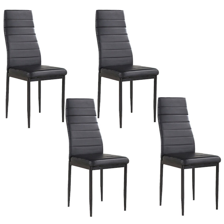 Set de 4 buc scaune de bucatarie Timeless Tools, design modern, Negru