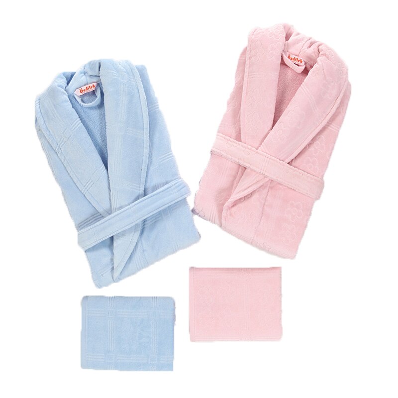 Set Complet Halate + Prosoape Baie Dilay , culoare blue + roz