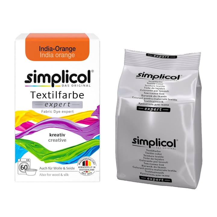 Vopsea pentru materiale textile, Simplicol Expert, Portocaliu indian, 150gr