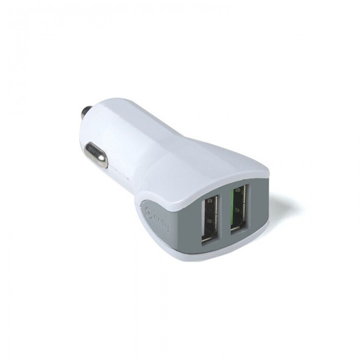 Incarcator Auto Celly, Smart Charge, 2 x USB 3.4 A, Alb