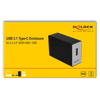 Rack extern USB 3.1-C pentru 2 x 2.5 Rack extern USB 3.1-C pentru 2 x 2.5