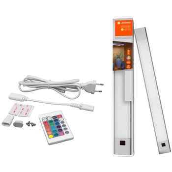 Aplica LED RGBW Ledvance Linear, cu telecomanda, 6W, 350 lm, lumina alba calda/colorata, IP20, montaj aplicat, 500 mm, Aluminiu, Gri Aplica LED RGBW Ledvance Linear, cu telecomanda, 6W, 350 lm, lumina alba calda/colorata, IP20, montaj aplicat, 500 mm, Aluminiu, Gri
