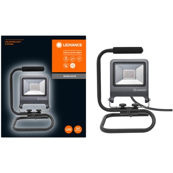 Proiector LED (lampa de lucru) Ledvance S-Stand, 30W, 2700 lm, temperatura lumina 4000K, IP65/IP44, 220-240V, cablu 2m, Aluminiu Proiector LED (lampa de lucru) Ledvance S-Stand, 30W, 2700 lm, temperatura lumina 4000K, IP65/IP44, 220-240V, cablu 2m, Aluminiu