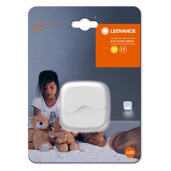 Lampa LED de veghe Ledvance Lunetta Wave, cu senzor zi-noapte, 0.5W, 5 lm, lumina calda (3000K), 220-240V, Alb Lampa LED de veghe Ledvance Lunetta Wave, cu senzor zi-noapte, 0.5W, 5 lm, lumina calda (3000K), 220-240V, Alb
