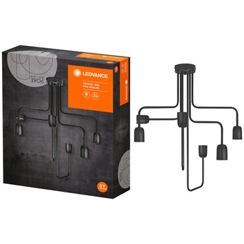 Lustra Ledvance 1906 Pipe Angled, 6xE27, 40W, 220-240V, IP20, montaj aplicat, 550x600 mm, Otel, Negru Lustra Ledvance 1906 Pipe Angled, 6xE27, 40W, 220-240V, IP20, montaj aplicat, 550x600 mm, Otel, Negru