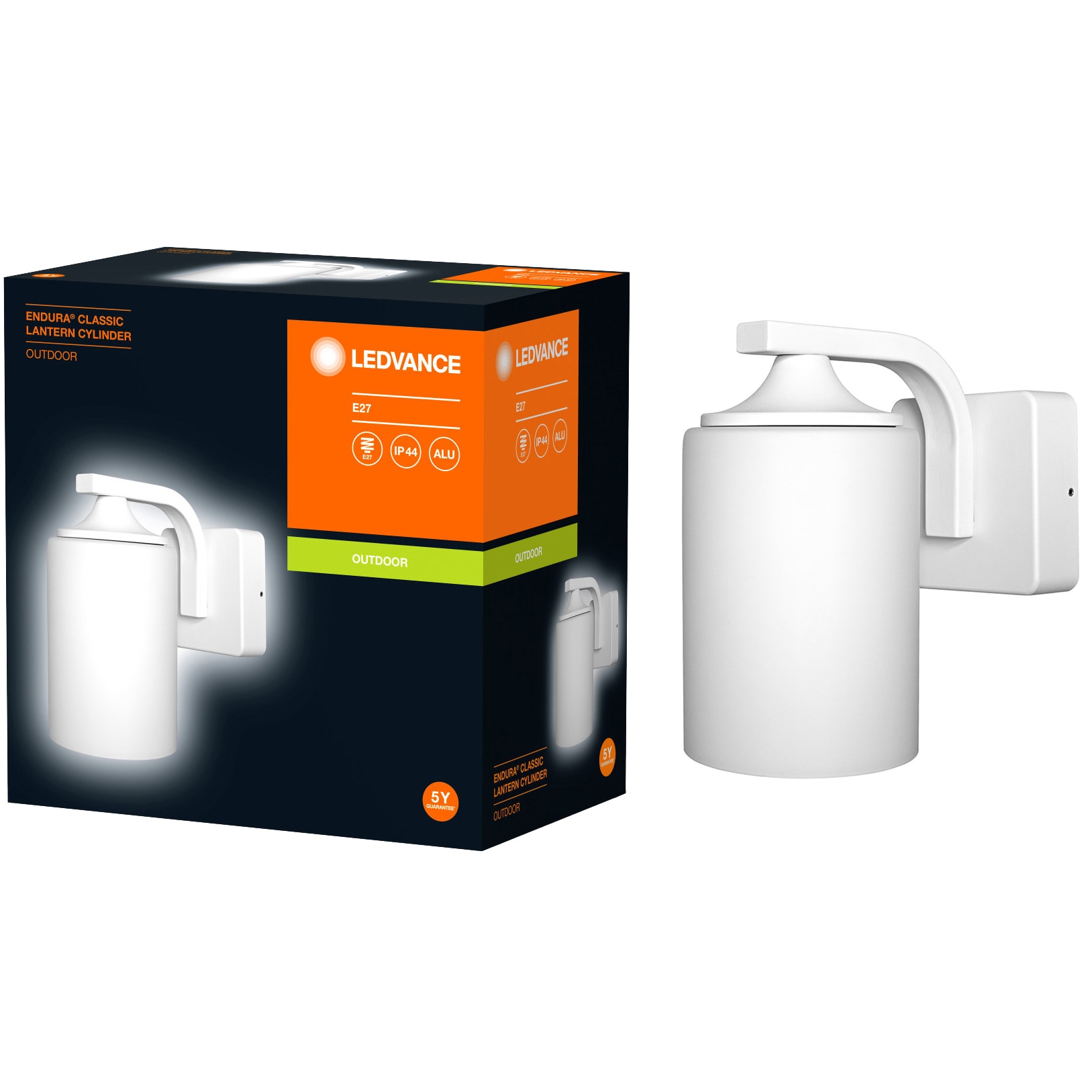 Aplica exterior Ledvance Endura Classic, E27, 220-240V, IP44, montaj aplicat, Aluminiu, Alb