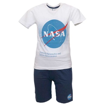 Pijama, maneca scurta, Nasa, alba Pijama, maneca scurta, Nasa, alba