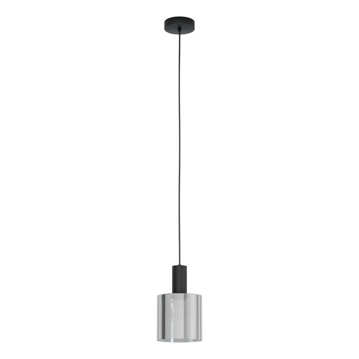 Pendul Gorosiba, EGLO, E27, 1x40W, otel, sticla, negru, transparent, 110 x 15 cm, inaltime reglabila