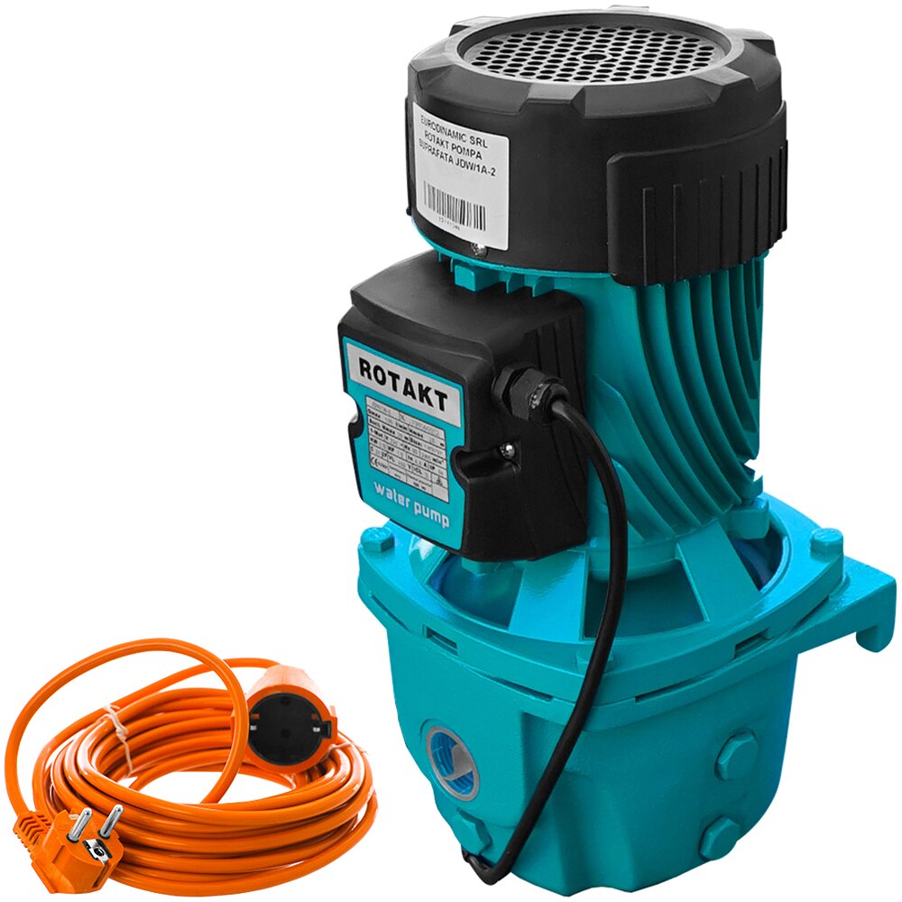 Set pompa suprafata Rotakt JDW1A-2, putere 750W, debit 130 l/min, inaltime refulare 25m, prelungitor 10m AgroPro