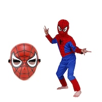 Costum Spiderman Infinity pentru copii, S, 95 - 110 CM, 3 - 5 ani masca textila si de plastic incluse