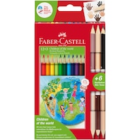 Creioane colorate Faber-Castell Children of The World, 12 + 3 culori/set