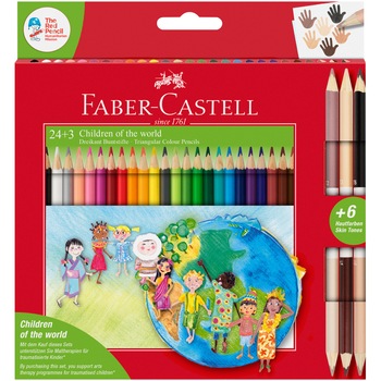 Creioane colorate Faber-Castell Children of The World, 24 + 3 culori/set Creioane colorate Faber-Castell Children of The World, 24 + 3 culori/set