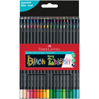 Creioane colorate Faber-Castell Black Edition, 36 culori/set