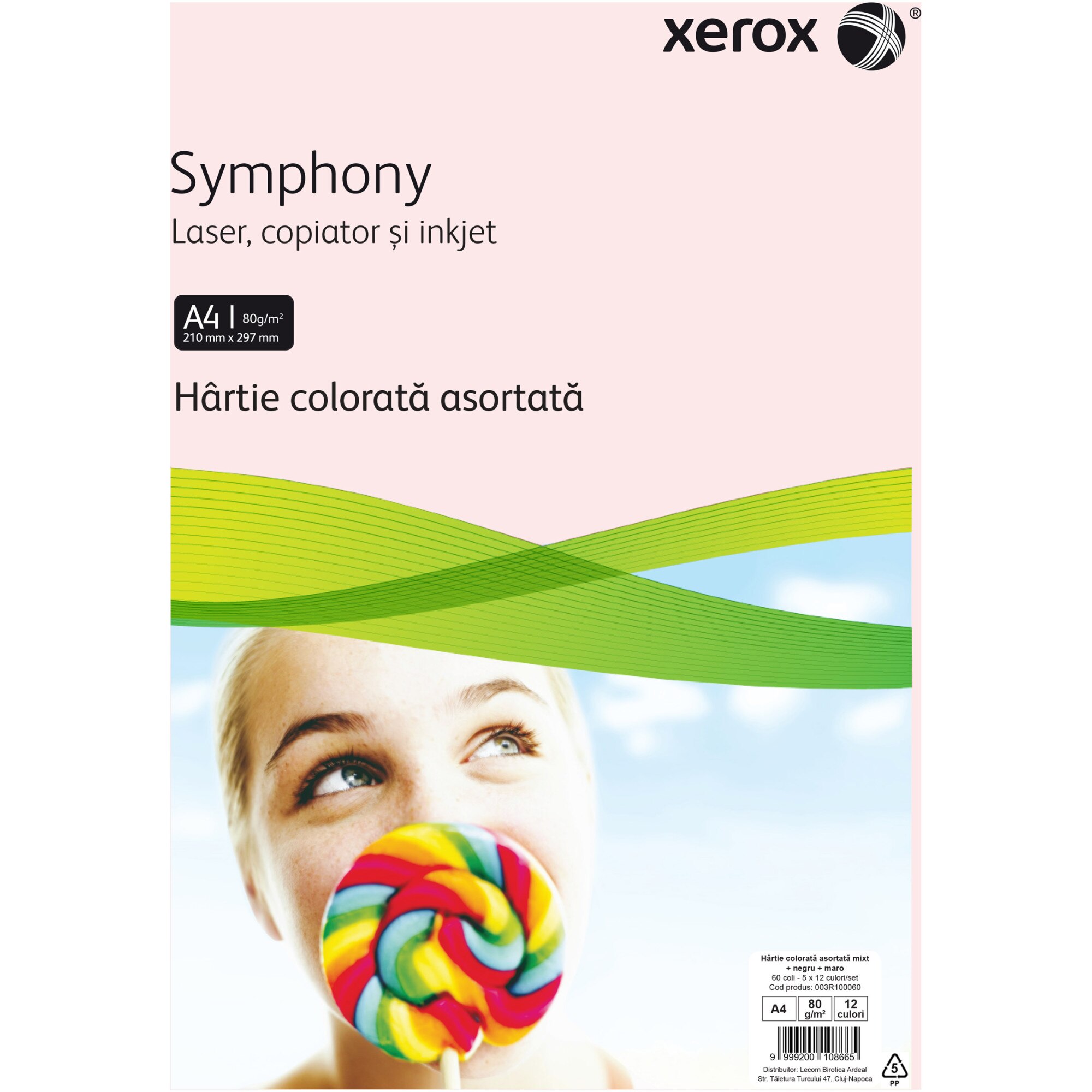 Carton copiator Xerox, A4, 80g, 60 coli/top, 5 x 12 culori, asortat mixt + negru + maro
