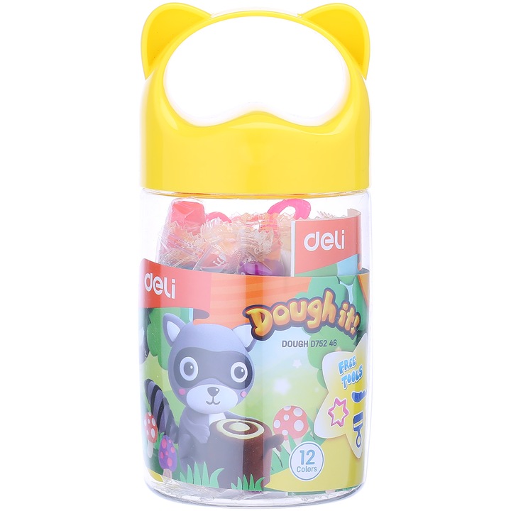 Пластилин Deli Soft Airdry, 140 гр, 12 цвята/кофа