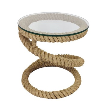 Masa marina Sea Club, baza din funie, blat din sticla, Ø 50cm Masa marina Sea Club, baza din funie, blat din sticla, Ø 50cm