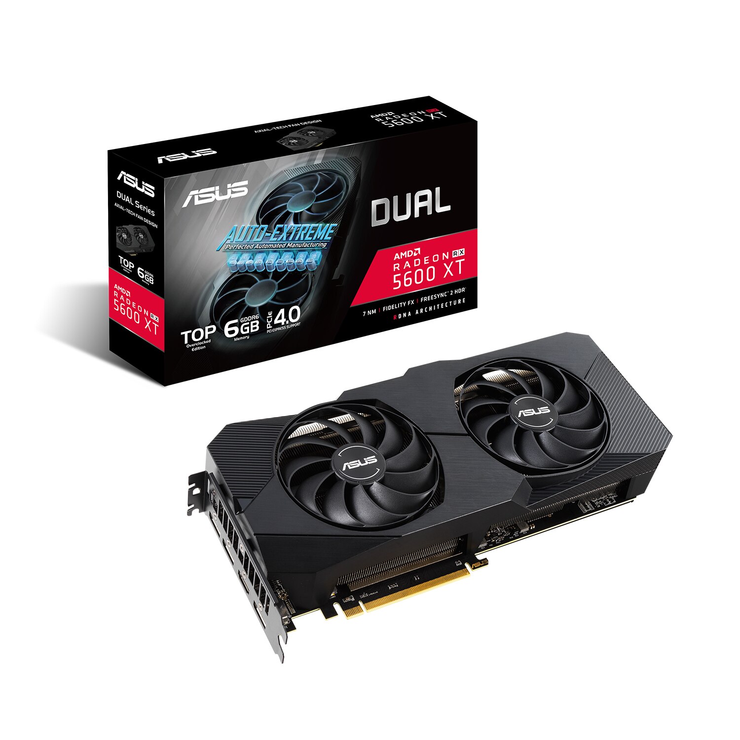 Placa video ASUS Dual Radeon™ RX 5600 XT EVO, 6GB GDDR6, 192-bit
