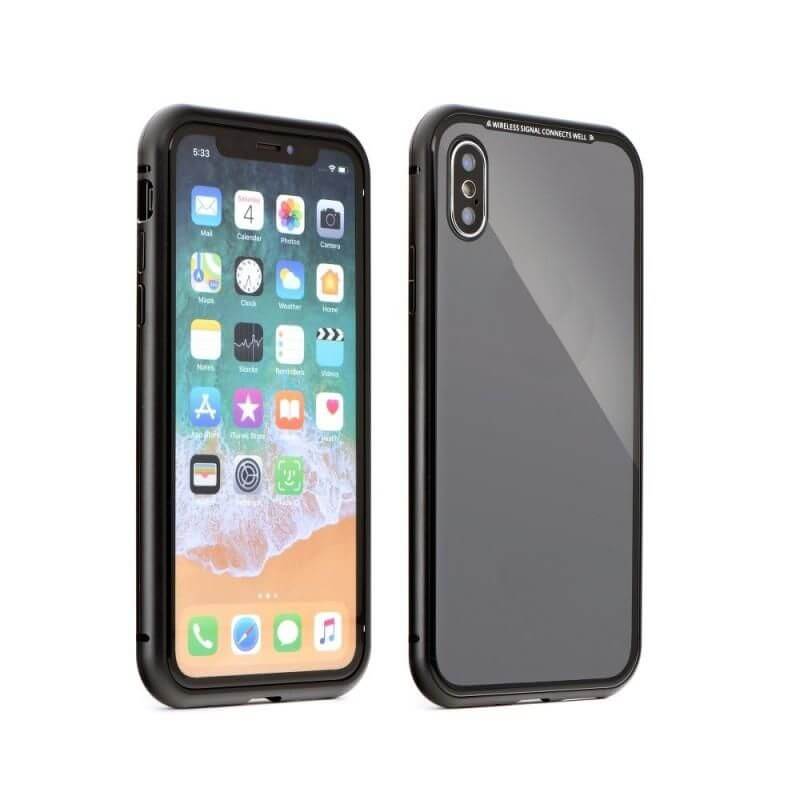 Husa Huawei P30 Lite, Magnetica 360, Spate Placat cu Sticla Securizata, Negru