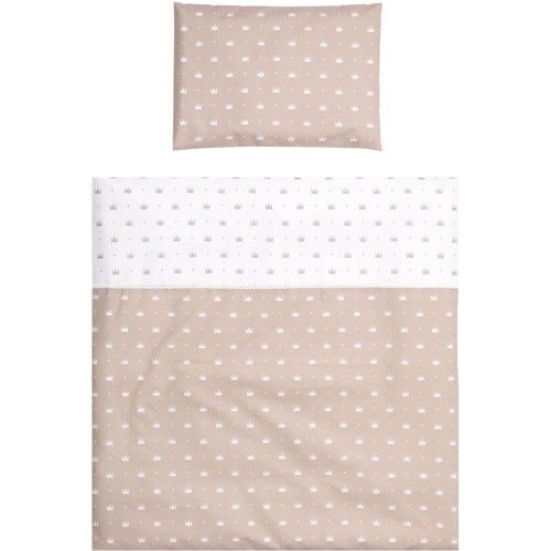 Set Lorelli Lenjerie Pat 7 Piese, Bumbac Ranforce, pentru Pat Balansoar Eva, Colectia 2020, Crowns Latte