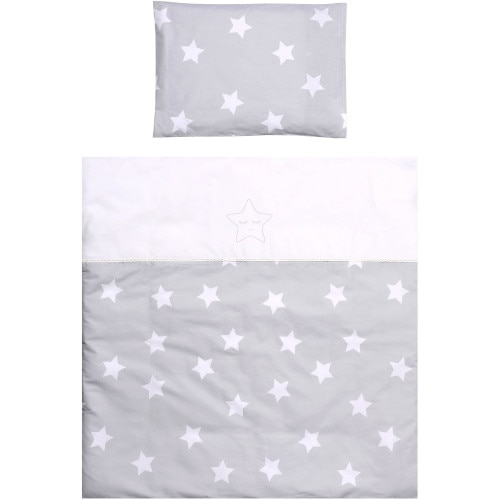 Set Lorelli Lenjerie Pat 7 Piese, Bumbac Ranforce, pentru Pat Balansoar Eva, Colectia 2020, Grey Stars