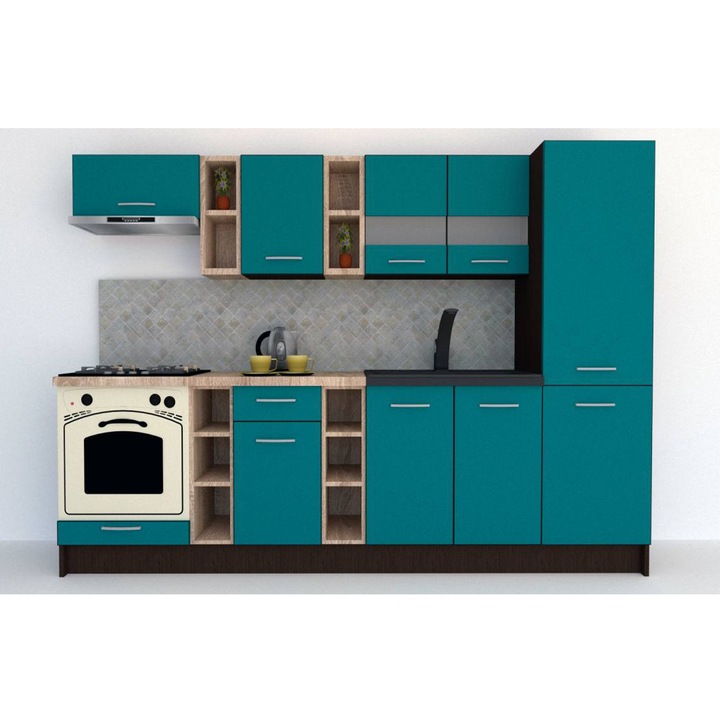 Set Bucatarie Marina New 270 A, Wenge / Decor 0245, 270 x 195,5 x 60 cm