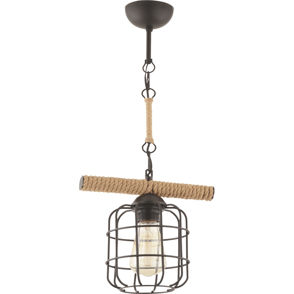 Corp de iluminat Dora cu un bec, din metal de culoare neagra, acoperit cu franghie