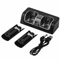 Stand dual Dobe pentru incarcare controller Wii Remote + Acumulatori - Negru
