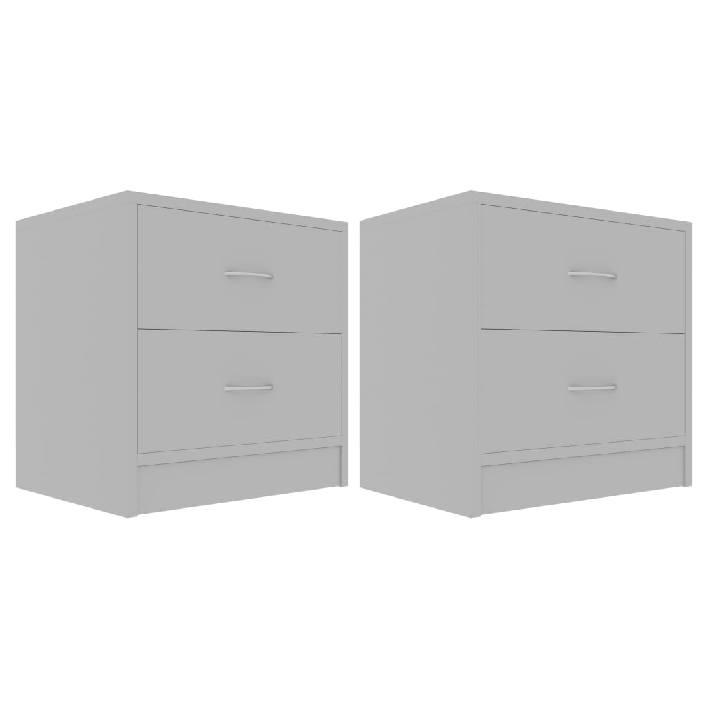 Set 2 noptiere cu sertare, vidaXL, PAL melaminat, 40 x 30 x 40 cm, Gri