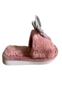 Papuci De Casa Decupati Pentru Dama Material Textil Roz Bufnita