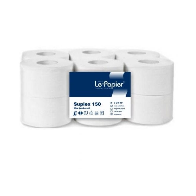 Hartie igienica LePapier, mini Jumbo alba, 12 bucati/pachet