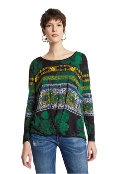 desigual bluza cu imprimeu grafic si fronseu negruverdegalben imagen 12_0_
0