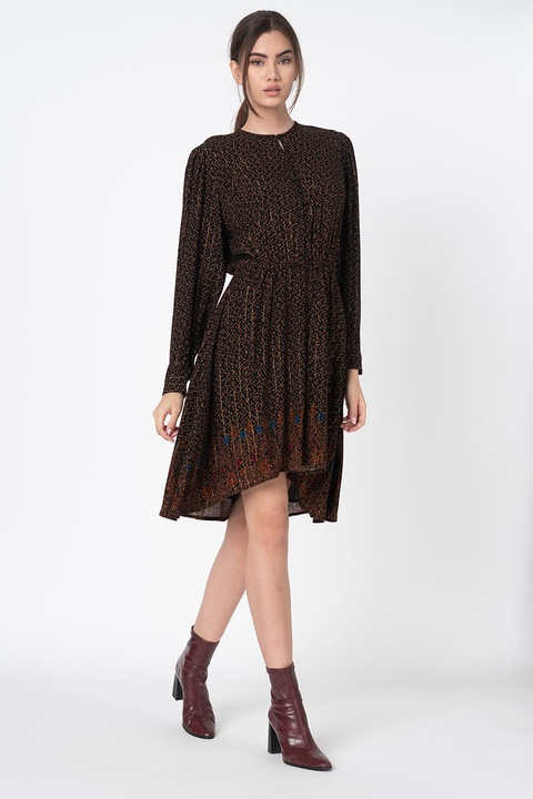 DESIGUAL, Rochie evazata cu terminatie asimetrica, Negru