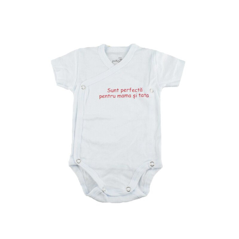 Body cu maneca scurta pentru fete Pifou Model 10 MS M10-MS4, Alb, 56