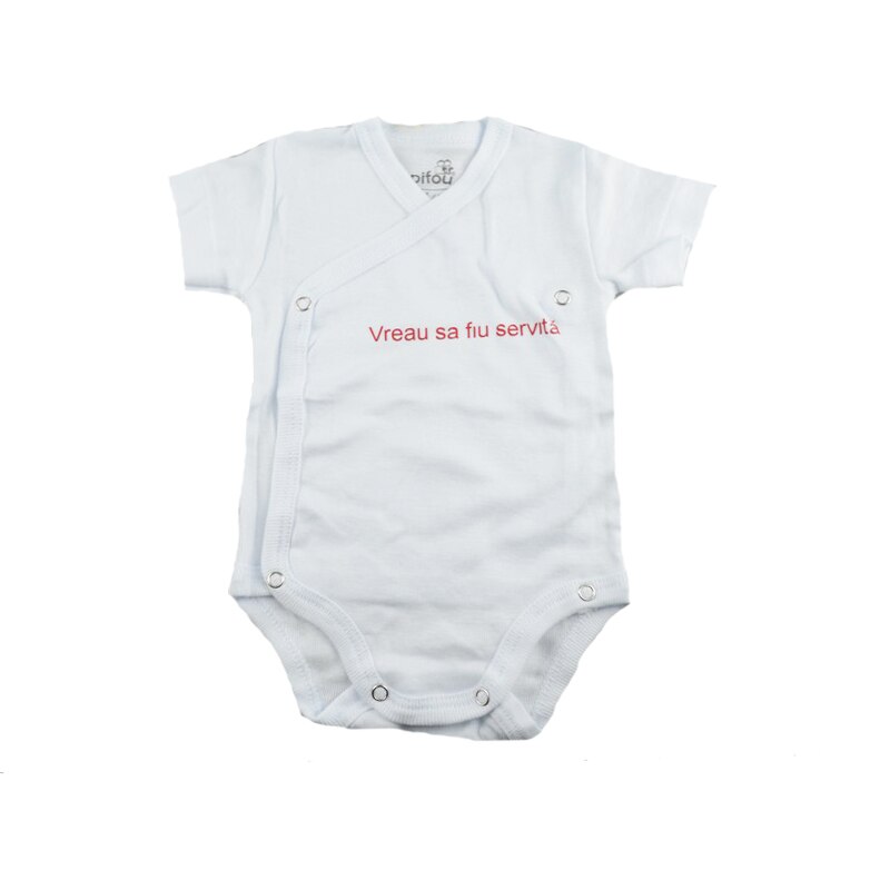 Body cu maneca scurta pentru fete Pifou Model 10 MS M10-MS2, Alb, 50