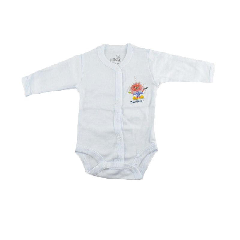 Body cu maneca lunga pentru fete Pifou Model 11 M11A-1, Alb, 46-50