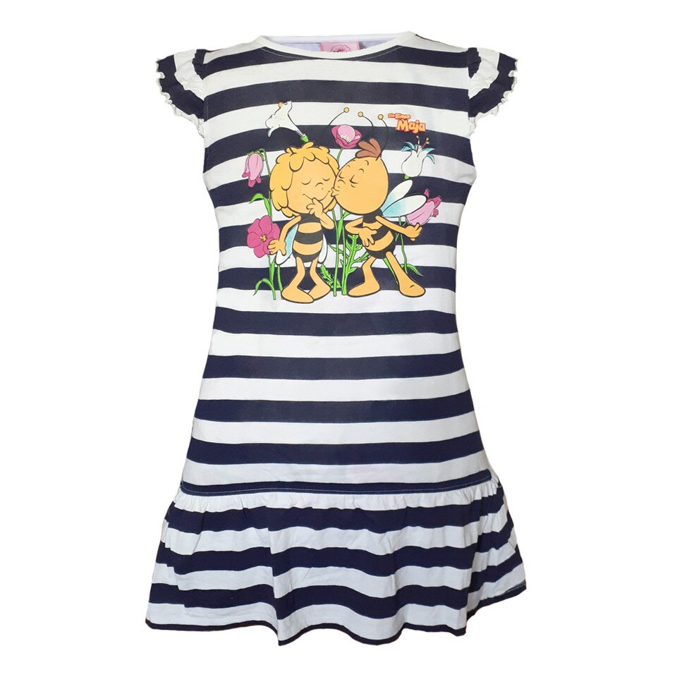 Rochita Maja fete, alba, marimea 128-134 cm, cu dungi