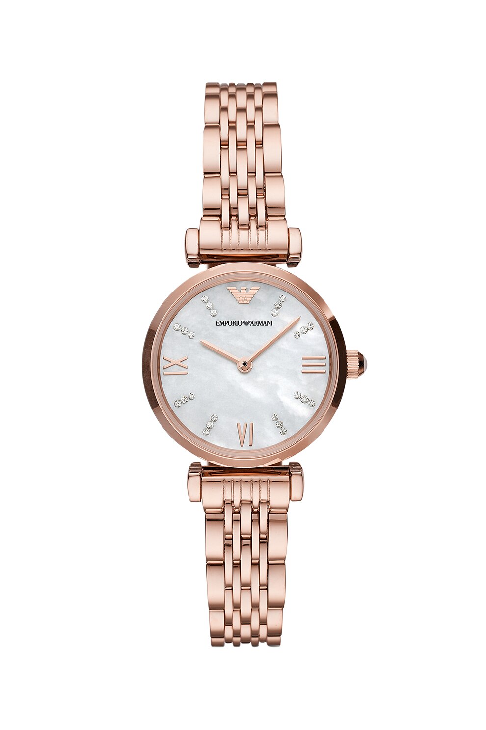 Emporio Armani, Ceas de otel inoxidabil cu cadran mother of pearl, Auriu rose/Alb