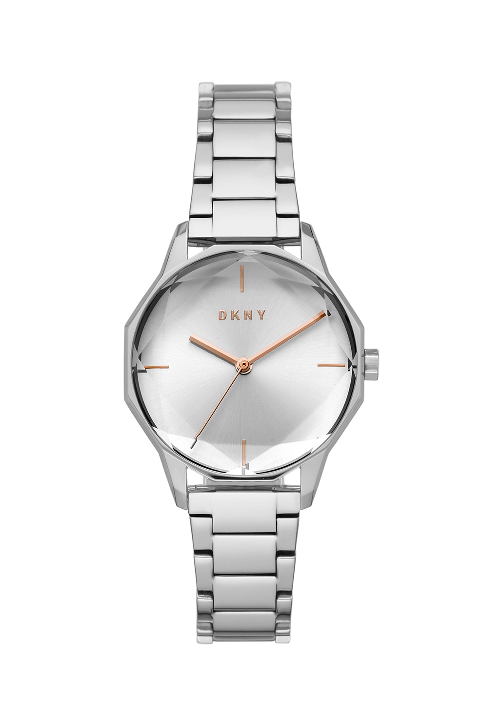DKNY, Ceas quartz cu bratara din otel inoxidabil, Argintiu